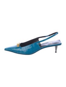 Embossed Leather Slingback Pumps