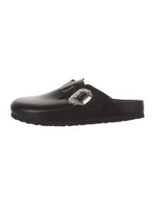 Manolo Blahnik x Birkenstock Leather Crystal Embellishments Mules