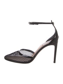 Mesh Leather Trim Embellishment D'Orsay Pumps