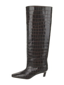 Embossed Leather Animal Print Boots