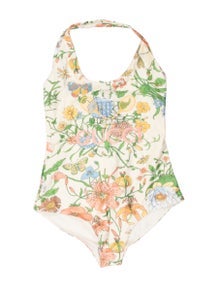 Floral Print Embroidered Accent One-Piece