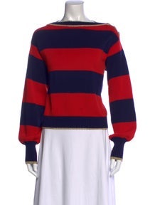 Striped Bateau Neckline Sweater