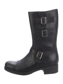 Leather Leather Trim Embellishment Moto Boots