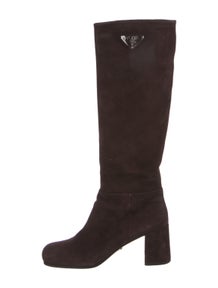 Enameled Metal Triangle Suede Boots