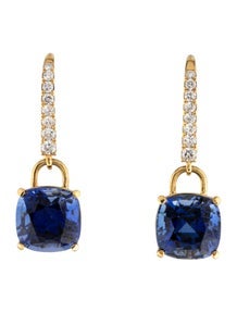14K Synthetic Sapphire & Lab-Grown Diamond Drop Earrings