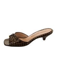 Damier Ebene Pattern Leather Sandals