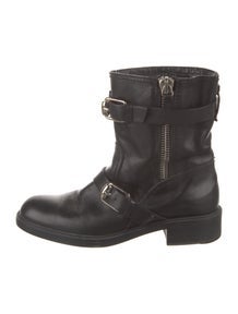 Leather Leather Trim Embellishment Moto Boots
