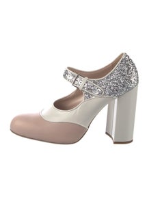 Leather Glitter Accents Pumps