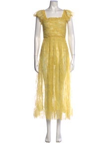 Lace Pattern Midi Length Dress