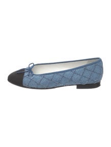Interlocking CC Logo Denim Ballet Flats