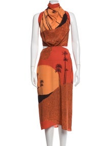 Printed Midi Length Dress