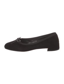 Suede Bow Accents Ballet Flats
