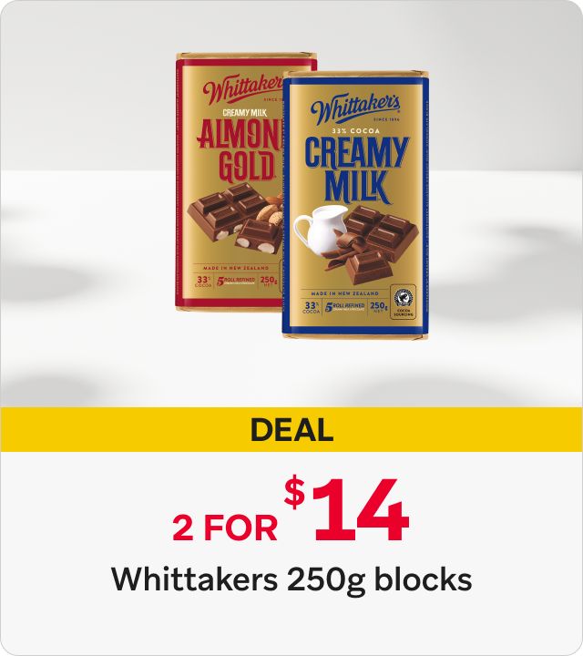 Whittakers 250g Blocks 2 for $14 