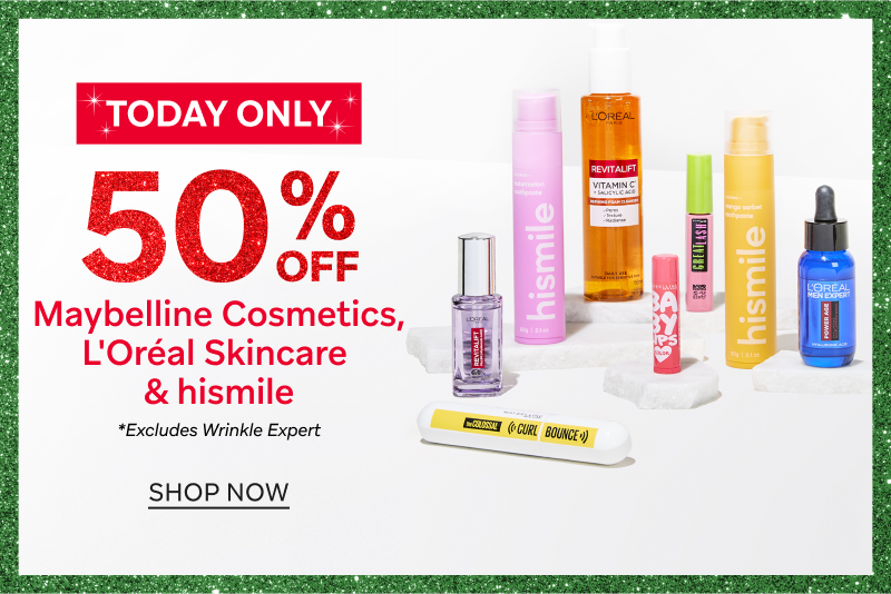  50% Off Maybelline Cosmetics, L'Oréal Skincare & HiSmile   - Today Only 