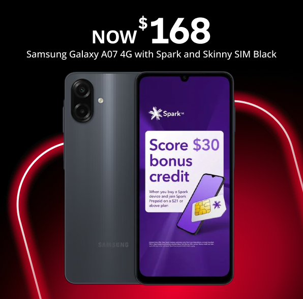 Samsung Galaxy A07 4G with Spark and Skinny SIM Black