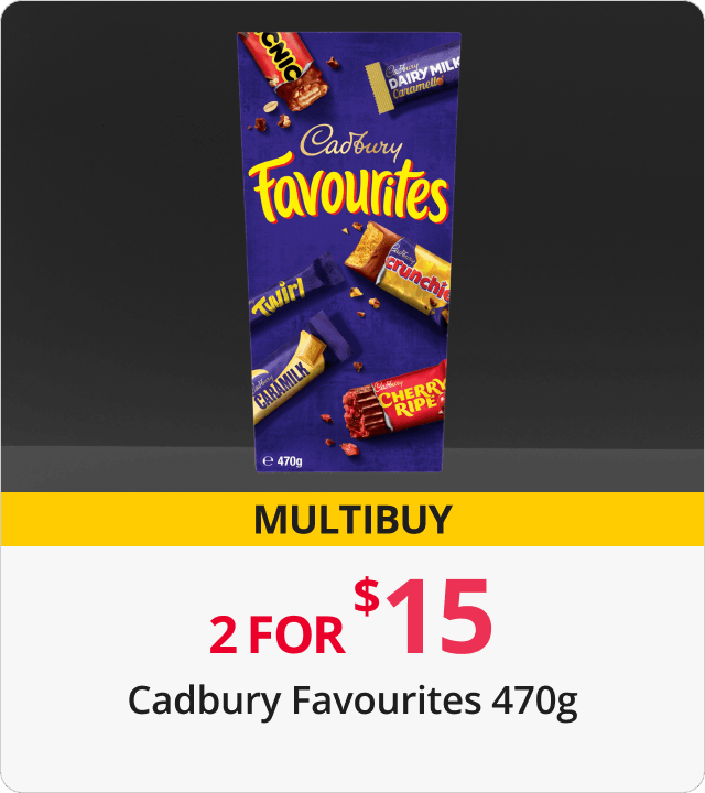 Cadbury Favourites 2 for $15 