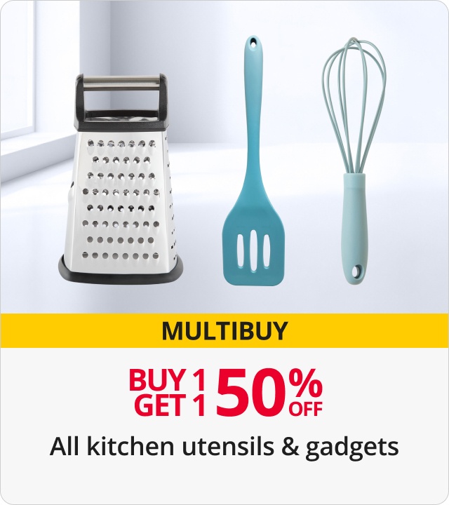 Buy 1 get 1 50% off all kitchen utensils & gadgets 