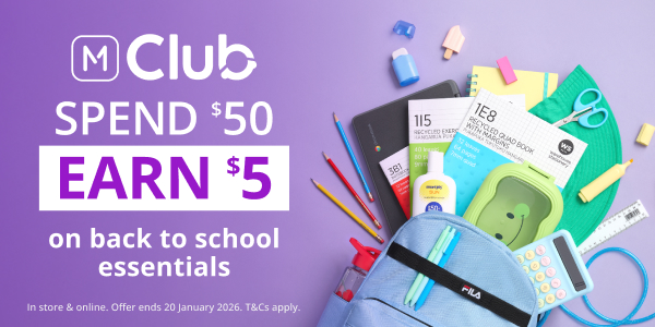 Spend $50 Earn $5 on back to school essentials 
