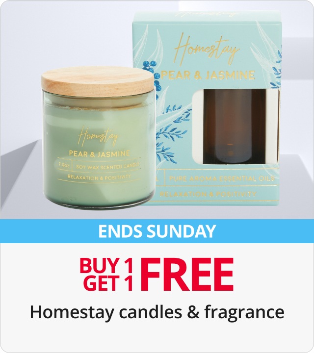 Buy 1 get 1 Free on Homestay Candles & fragrance 