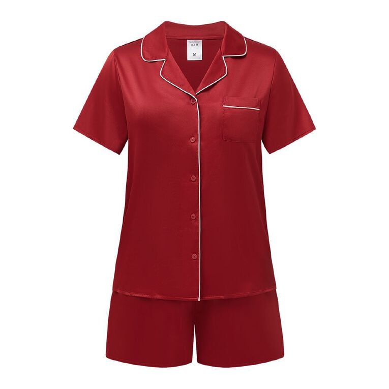 Satin Button Up Short Sleeve Pyjama Set