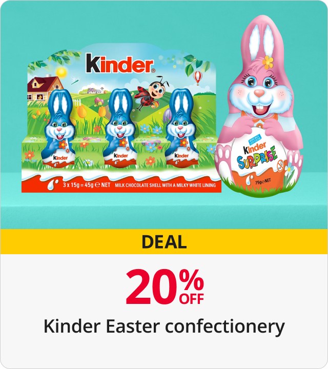 20% Off Kinder Easter Confectionery 