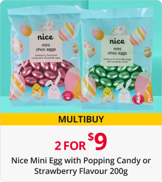 2 for $9 Nice mini egg with Popping Candy or Strawberry Flavour 