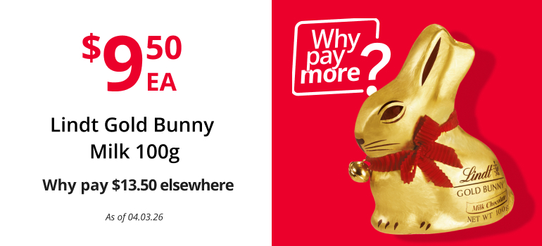 Lindt Gold Bunny Milk only $9.50ea 