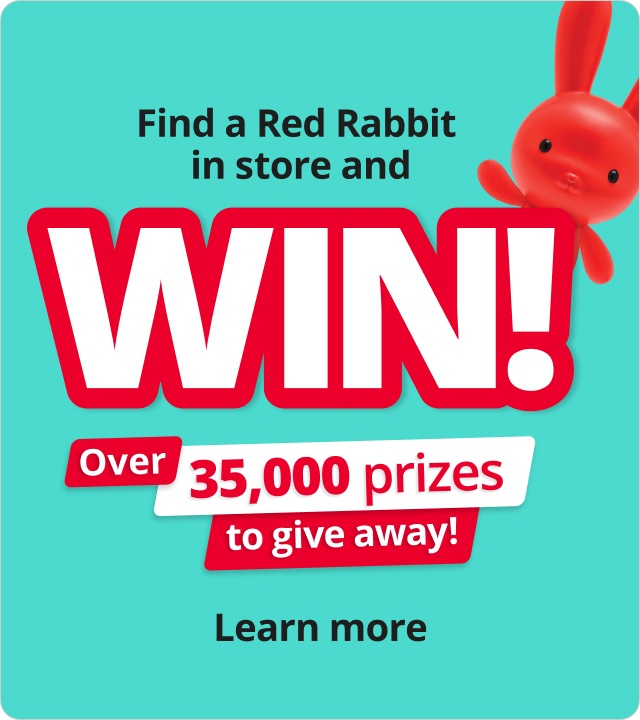 Find a red rabbit in store and win*