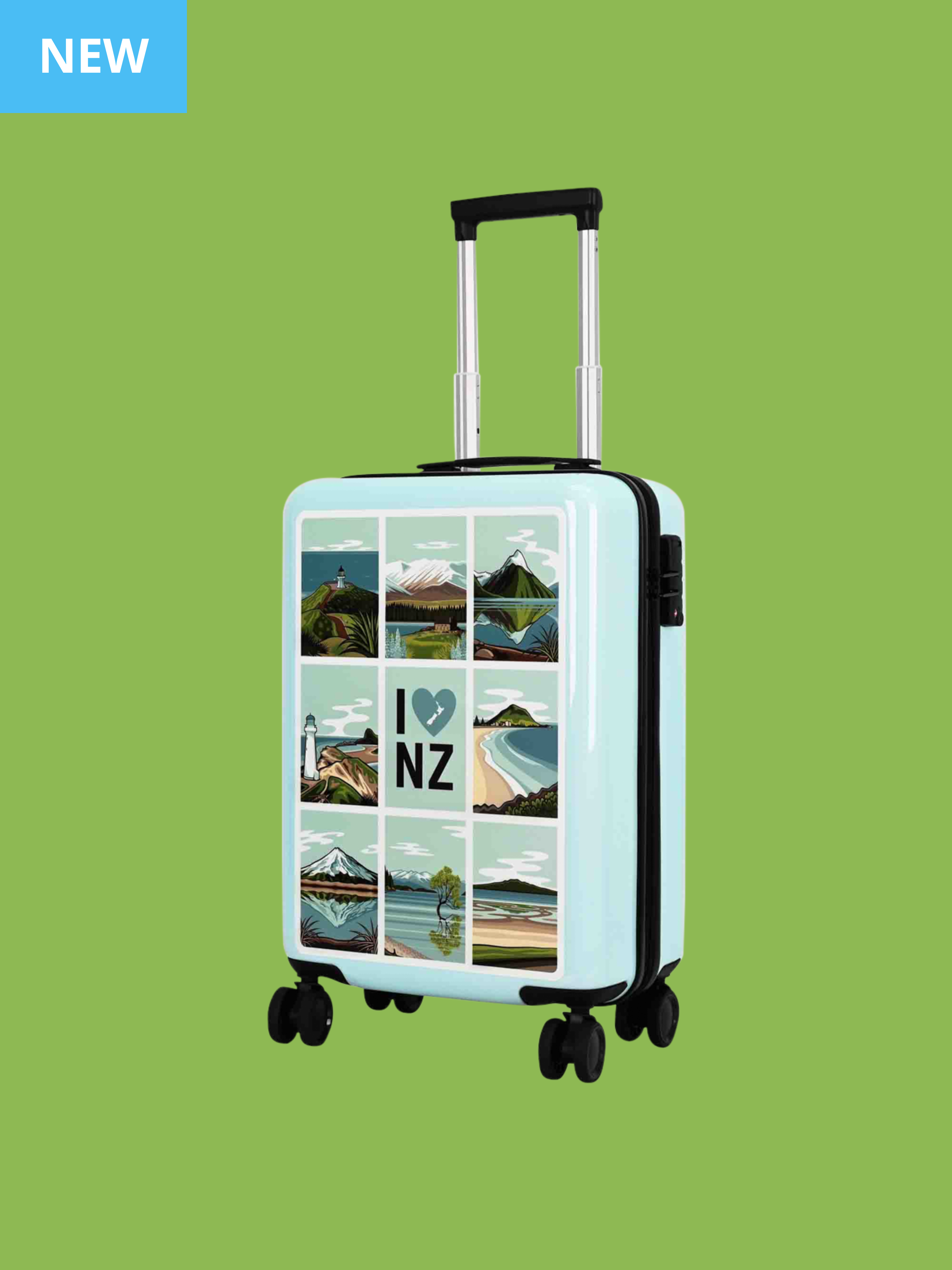 Glenn Jones 56cm Hard Side Carry On Suitcase Scenic New Zealand