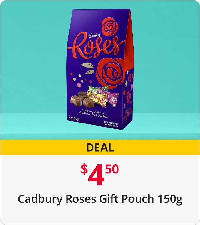 $4.50 Cadbury Roses Gift Pouch 150g 