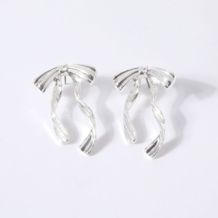 H&H Bow Silver Earrings