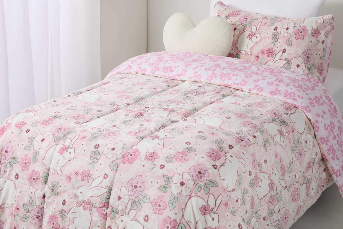 Living & Co Kids Bunny Comforter Set Pink King Single