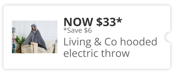 Living & co hooded electric throw now $33