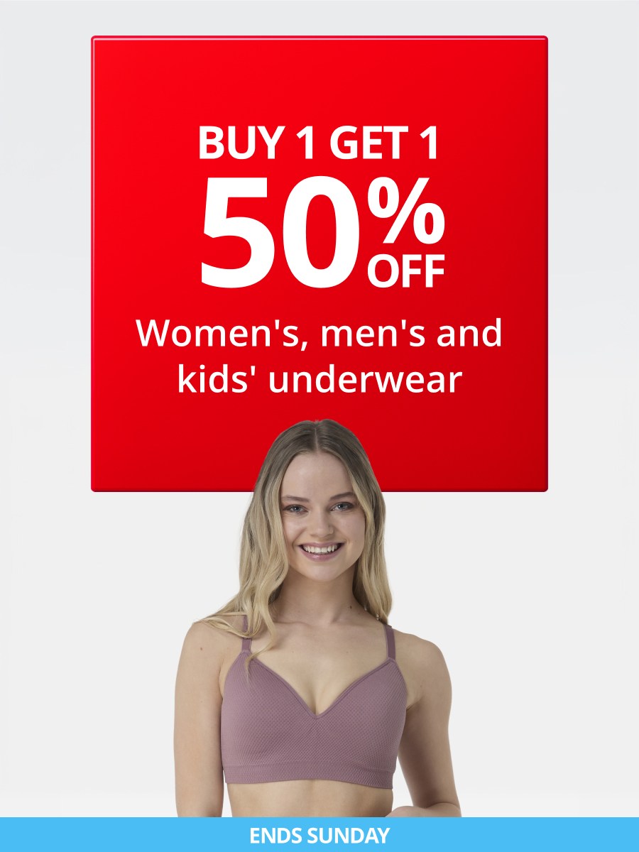 Buy 1 get 1 50% Off Womens, mens and kids underwear 
