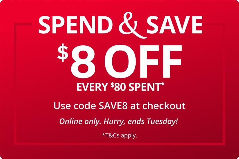 $8 Off Every $80 Spent Online Only 