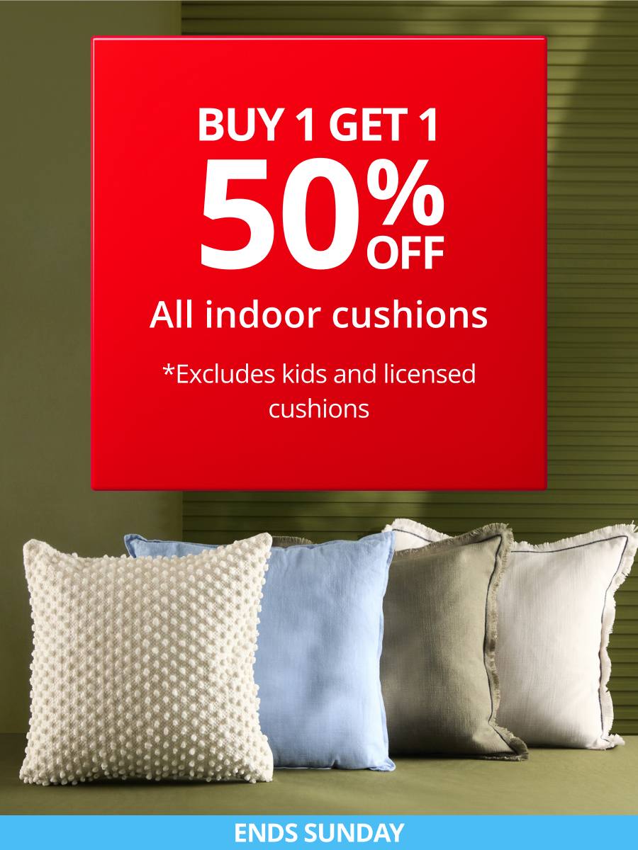 Buy 1 Get 1 50% Off All Indoor Cushions
