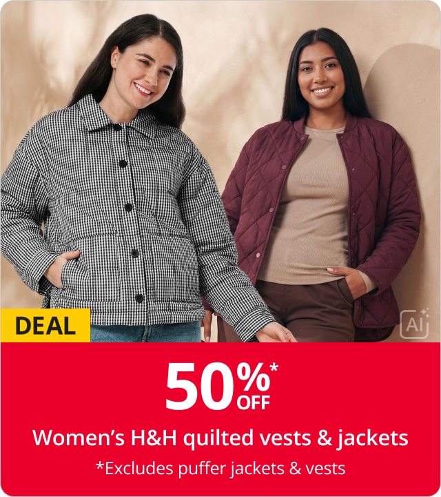 50% Off Womens H&H quilted vests & Jackets 