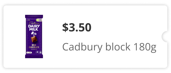 Cadbury Chocolate Blocks $3.50ea 