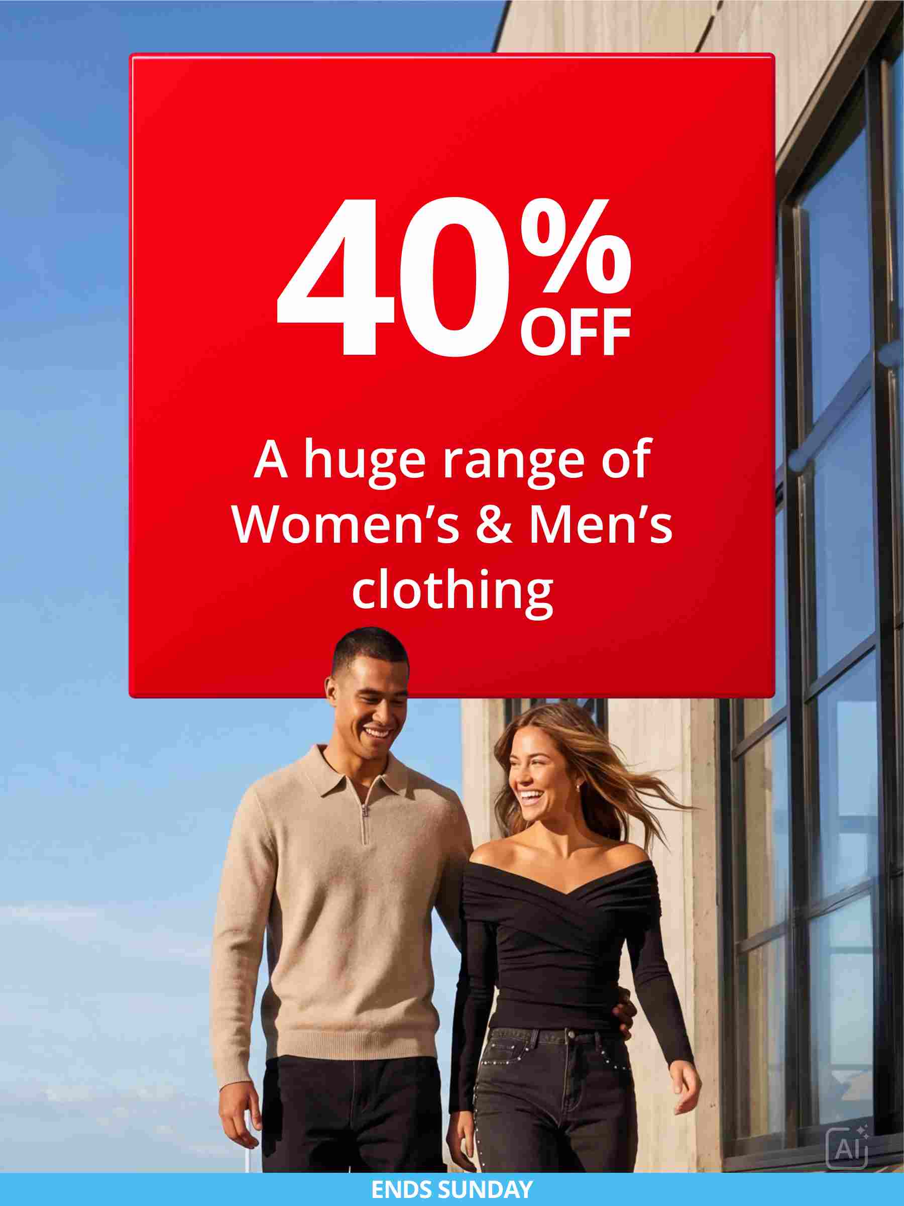 40% Off Womens & Mens Clothing