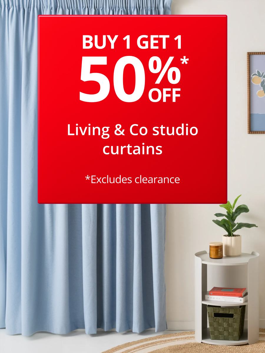 Buy 1 get 1 50% Off Living & Co Studio Curtains 