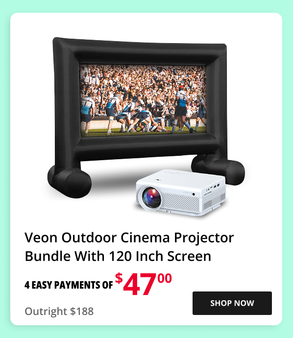 Veon Outdoor Cinema Projector Bundle with 120 Inch Screen