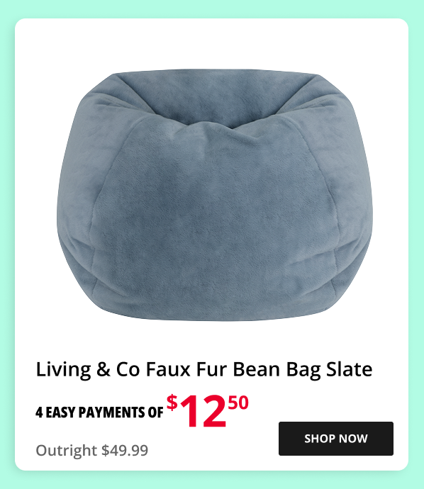 Living & Co Faux Fur Bean Bag Slate