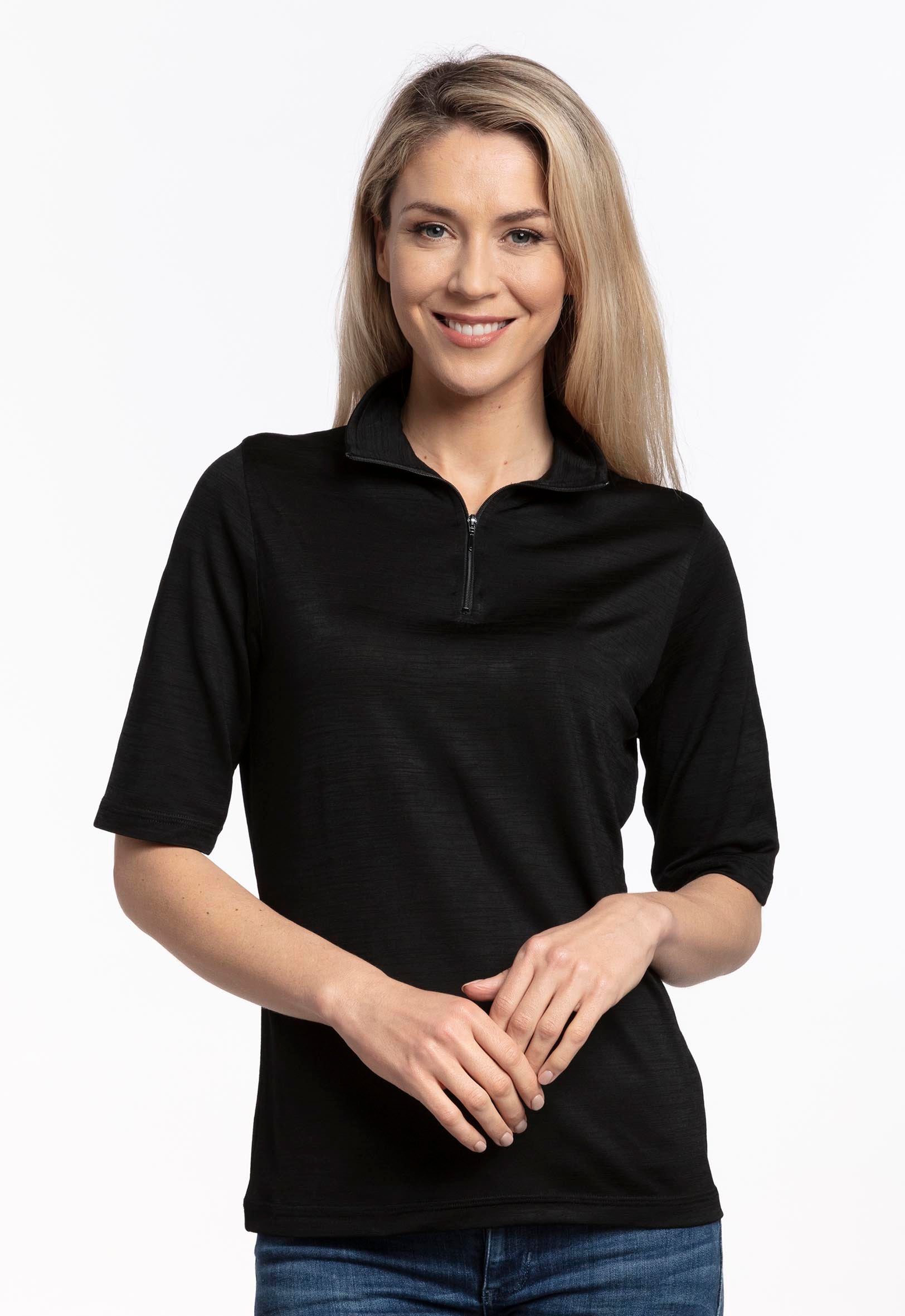 Summer 1/4 Zip Short Sleeve Black