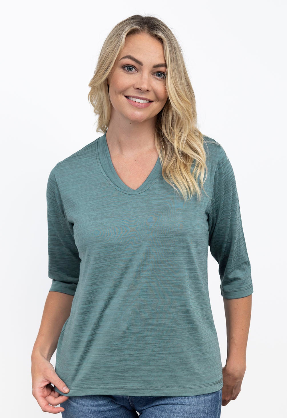 Summer 3/4 Sleeve Vee Seafoam