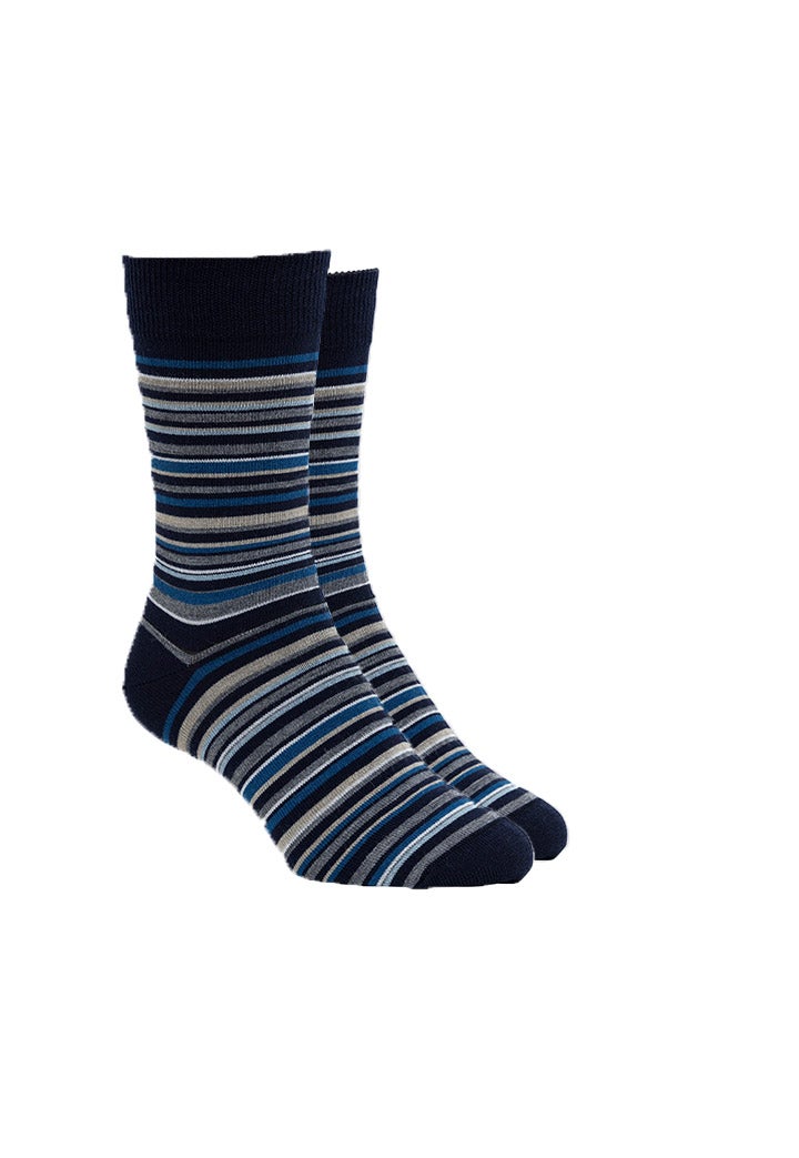 Merino Fine Stripe Socks Navy