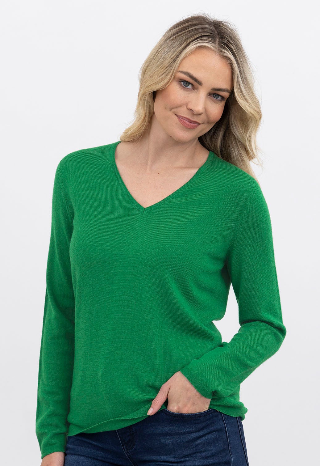 Merino Classic V Neck Parrot