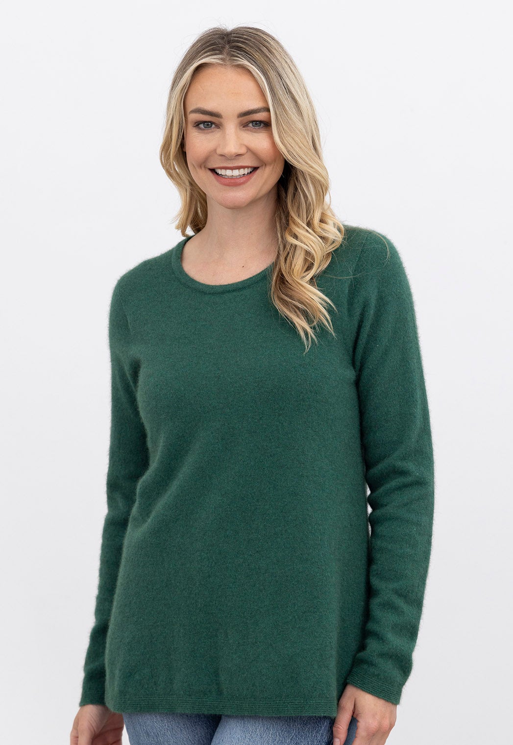Merino Possum Split Crew Sweater Deep Sage