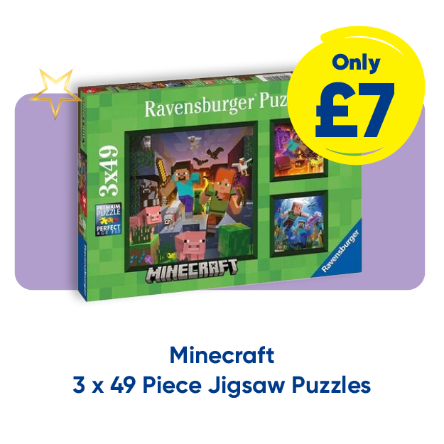 Minecraft 3 x 49 Piece Jigsaw Puzzles only £7