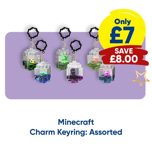 Minecraft Charm Keyring: Assorted only £7 save £8