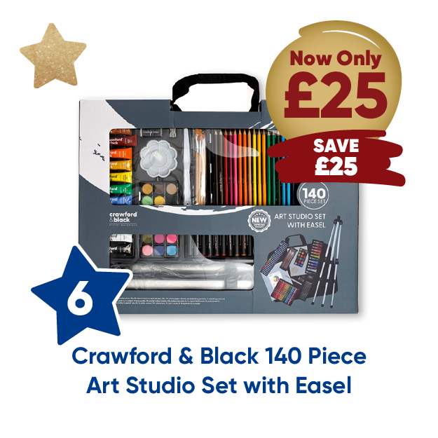 6 Crawford & Black 140 Piece Art Studio Set with Easel now only £25 save £25